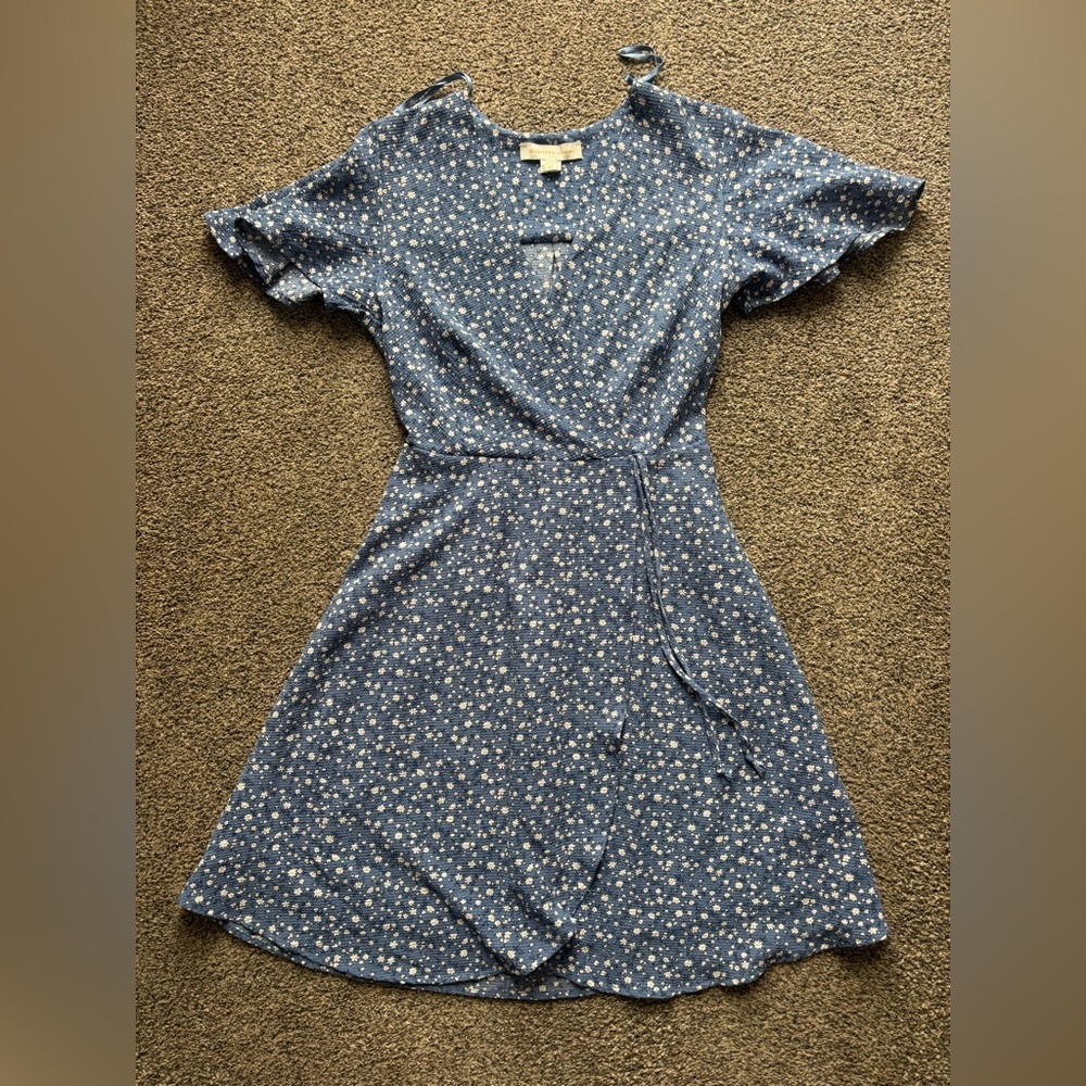 Floral Blue Wrap Dress